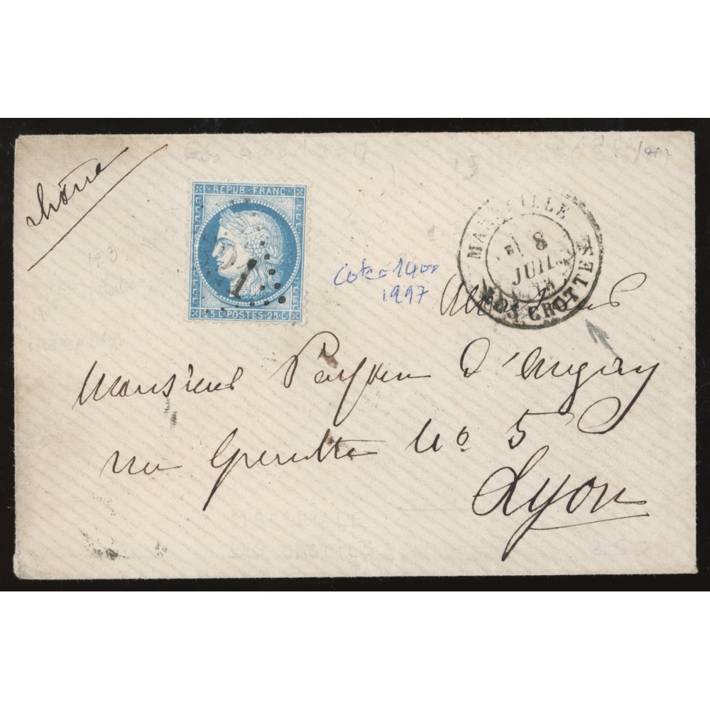 60A Oblitéré GC 6321 - Depart Marseille (Les Crottes) - Cote 134 Euros