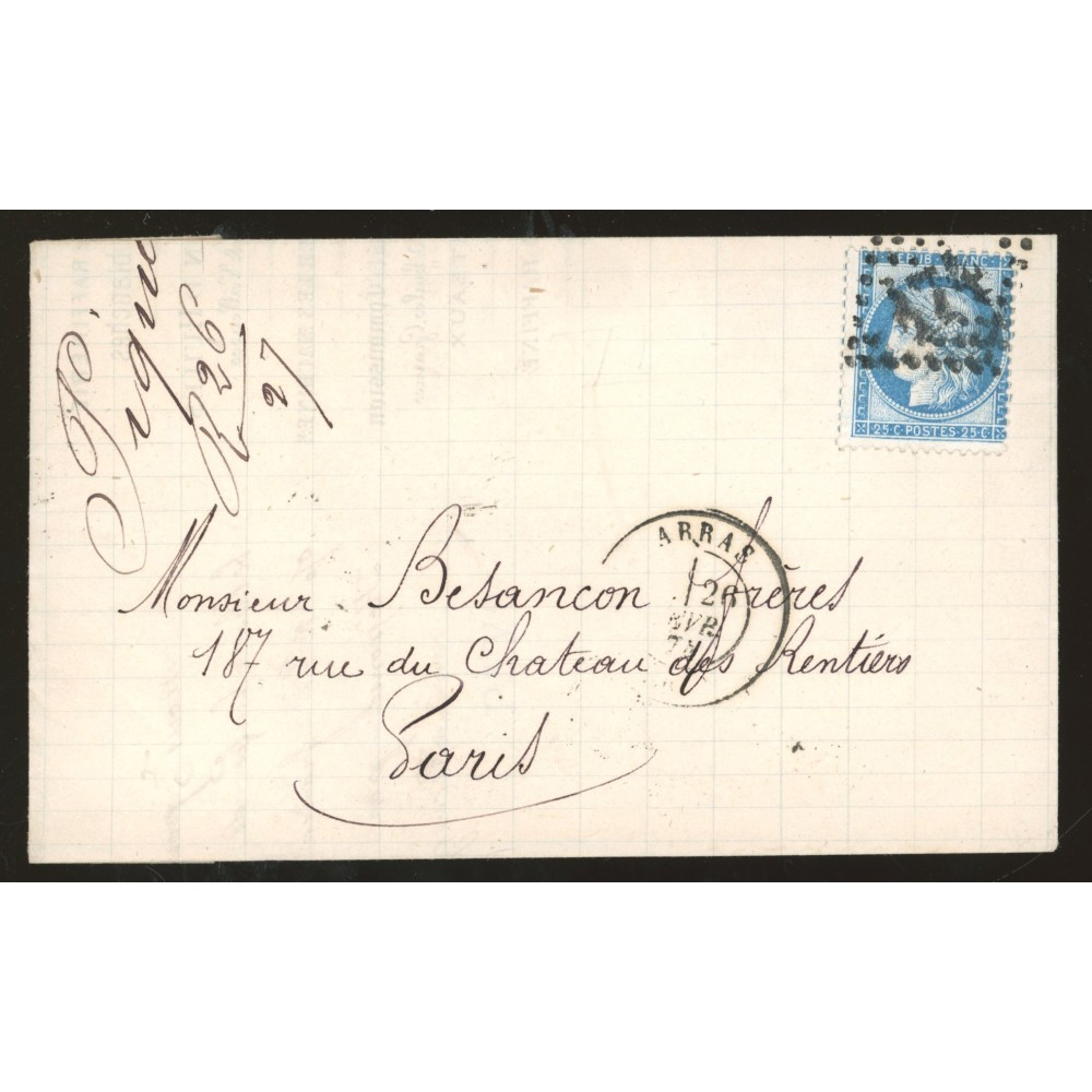 60B Oblitéré GC 174 - Depart Arras (61) - Cote 78 Euros