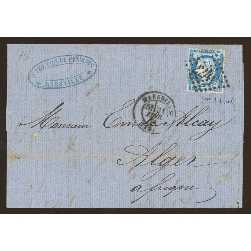 60B Oblitéré GC 2240 - Depart Marseille (12) - Cote 98 Euros