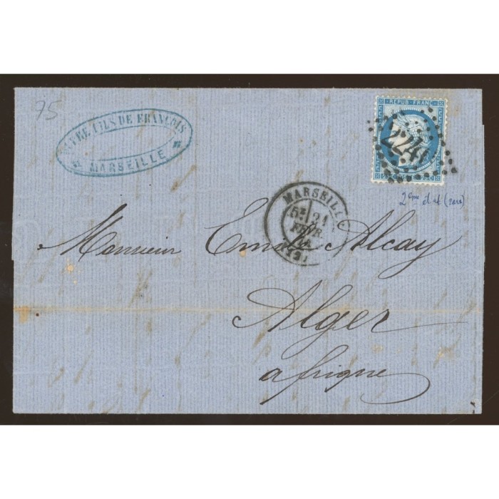 60B Oblitéré GC 2240 - Depart Marseille (12) - Cote 98 Euros