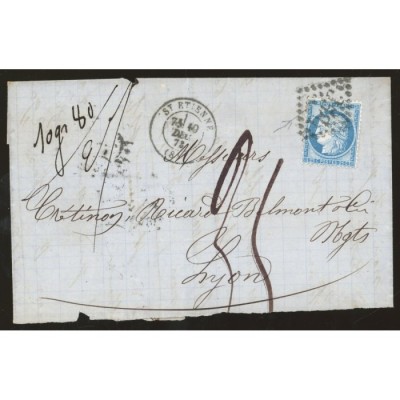 60B Oblitéré GC 3581 du 19/12/1873 - Depart St Etienne - Cote 78 Euros