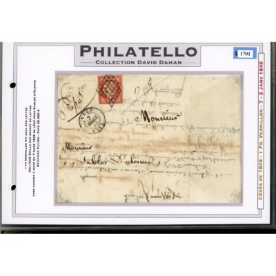 7 Oblitéré Grille du 07/03/1849 - Depart Légé - Certificat Calves - Cote 34000 Euros