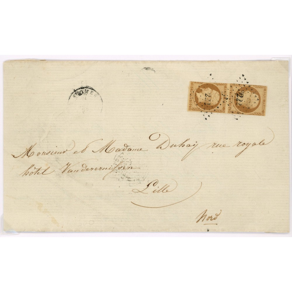 9 Oblitéré PC 3222 - Depart St Omer (61) - Paire verticale - Cote 3005 Euros