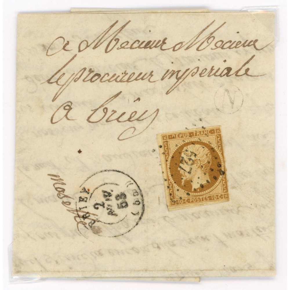 9 Oblitéré PC 527 du 1853 - Depart Briey (55) - Cote 1208 Euros