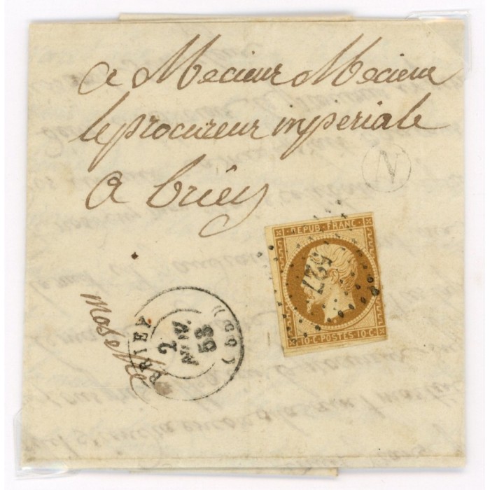 9 Oblitéré PC 527 du 1853 - Depart Briey (55) - Cote 1208 Euros