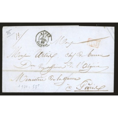 Oblitéré  du 10/07/1845 - Depart Alger (Algérie) -   - Cote 65 Euros