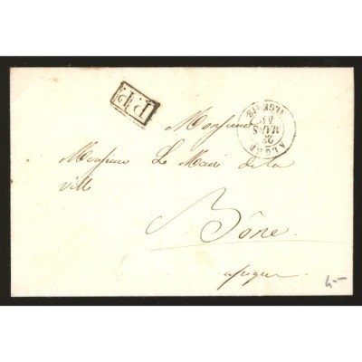 Oblitéré  du 25/03/1844 - Depart Alger (Algérie) -  P.P.  dans un rectangle - Cote 50 Euros