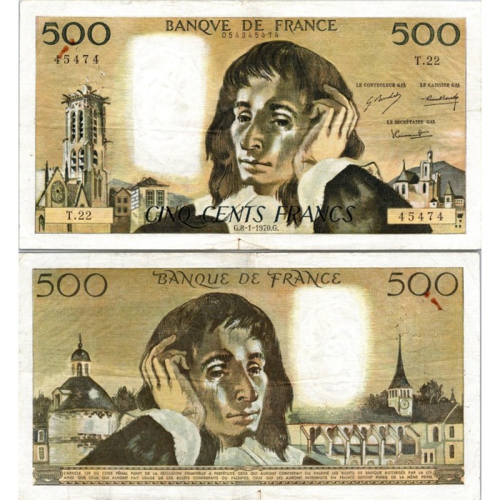 Fay.01.05 - 08/01/70 - Alph T.22 - 500 Francs Pascal