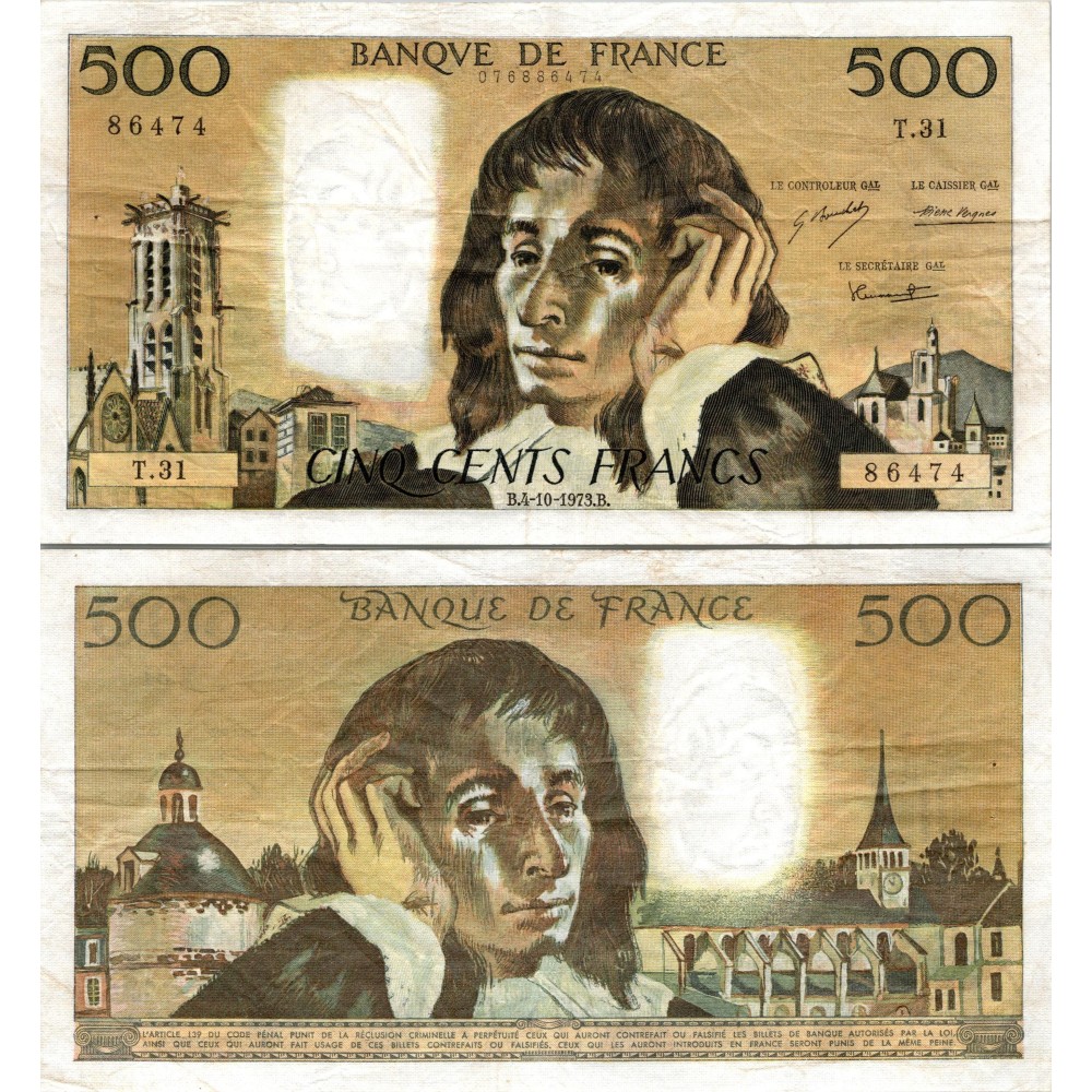 Fay.01.09 - 04/10/73 - Alph F.32 - 500 Francs Pascal