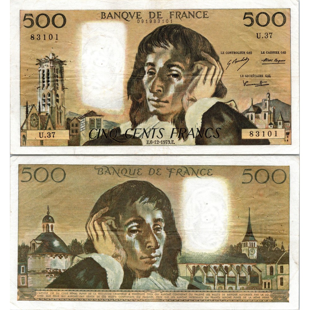 Fay.01.10 - 06/12/73 - Alph Y.38 - 500 Francs Pascal