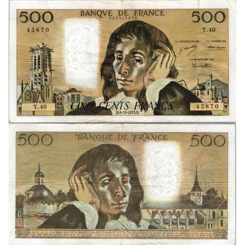 Fay.01.10 - 06/12/73 - Alph Y.40 - 500 Francs Pascal