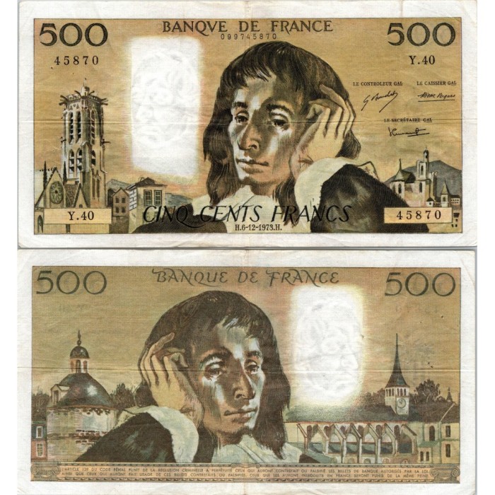 Fay.01.10 - 06/12/73 - Alph Y.40 - 500 Francs Pascal