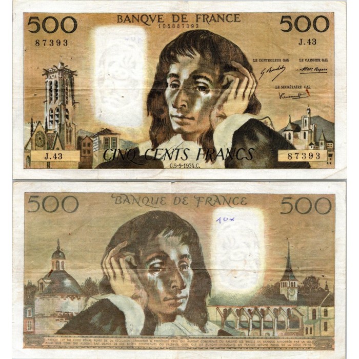 Fay.01.11 - 05/09/74 - Alph J.43 - 500 Francs Pascal