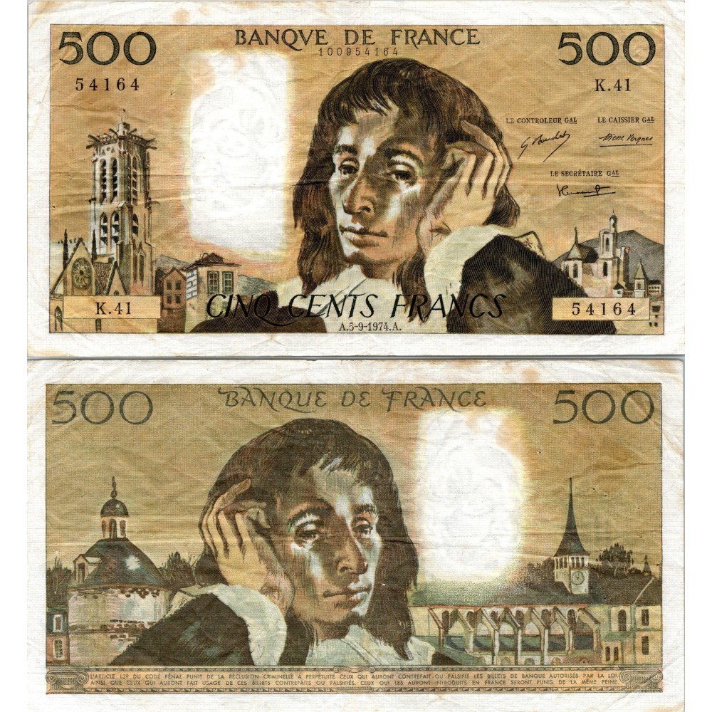 Fay.01.11 - 05/09/74 - Alph K.41 - 500 Francs Pascal