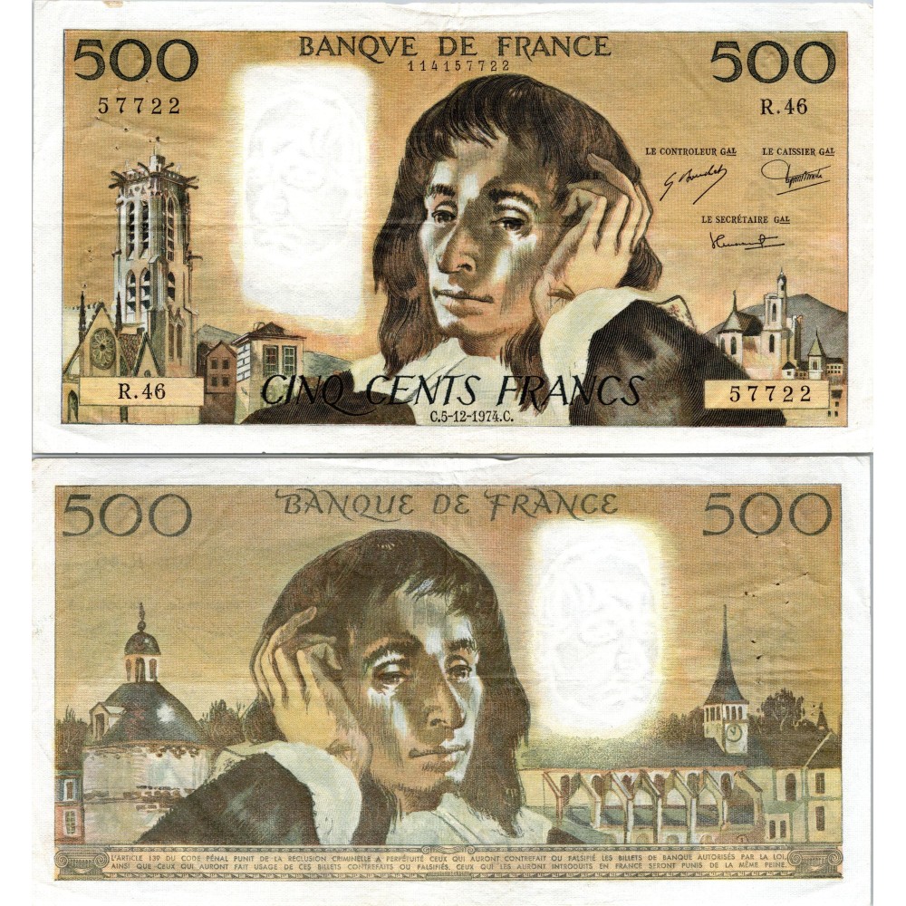 Fay.01.12 - 05/12/74 - Alph A.47 - 500 Francs Pascal