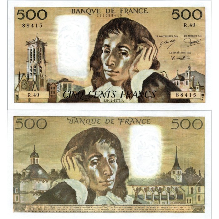 Fay.01.12 - 05/12/74 - Alph P.47 - 500 Francs Pascal